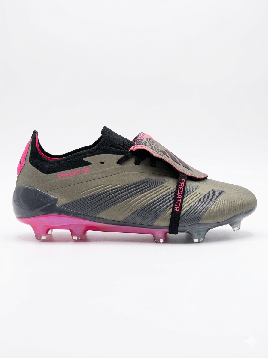 TACOS DE FÚTBOL ADIDAS PREDATOR ELITE GRIS CON ROSA